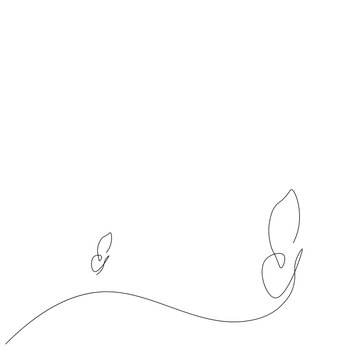 Buttrfly fly line drawing. Vector illustration