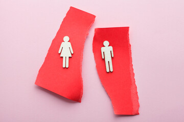 divorce, family and relationship problems and breakup concept, separated man and woman quarrel