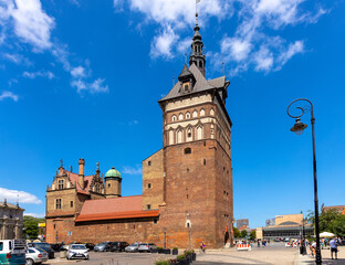 Obraz premium Historic Prison Tower and Executioner Chamber - Wieza Wiezienna i Katownia - medieval fortifications in old town city center quarter of Gdansk, Poland