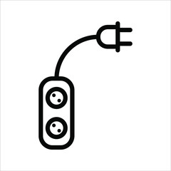 Electric socket with a plug icon on white background
