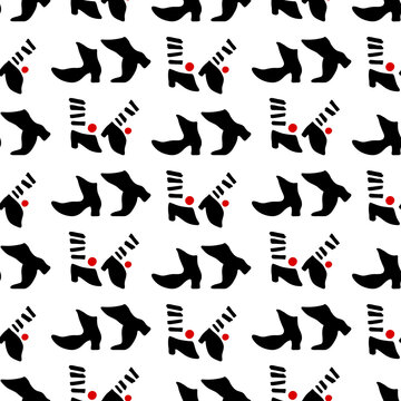 Seamless pattern of dancing feet. Vector Illustration.