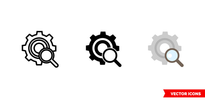 Advanced search icon of 3 types color, black and white, outline. Isolated vector sign symbol.