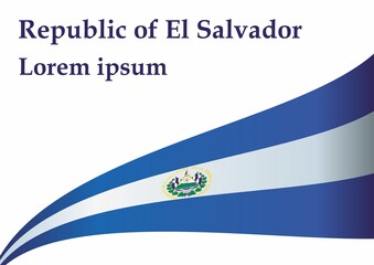 Flag of El Salvador, Republic of El Salvador. Bright, colorful vector illustration.