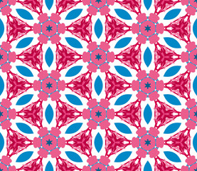 Abstract geo seamless pattern. Ornamental geometric background with different shapes. Wrapping paper. Vector illustration.