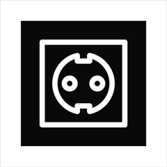 Electric socket with a plug icon on white background
