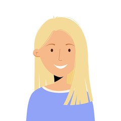 Avatar portrait of cute blonde girl. Vector illustration in flat style