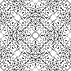 Fantasy seamless pattern with decorative mandala. Abstract round doodle floral background. Floral geometric infinity background. Wrapping paper, textiles, fabric. Vector illustration.