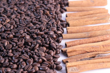 Composition: coffee beans and cinnamon