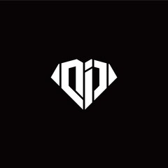 D I initial letter with diamond shape origami style logo template vector