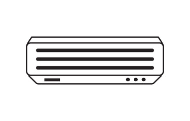 Air conditioner icon, black isolated on white background, vector illustration.