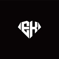 Obraz premium E K initial letter with diamond shape origami style logo template vector