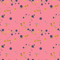 Abstract seamless pattern with colorful chaotic small circles. Infinity dotted messy geometric pattern. Random polka dot. Vector illustration.