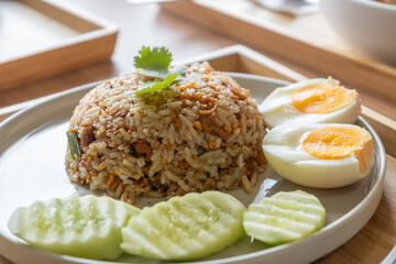 fried rice with spicy crispy pork