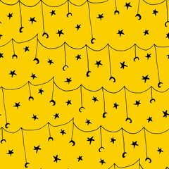 Dangling Moons on yellow