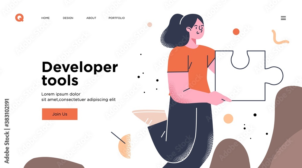 Sticker presentation slide template or landing page website design. business concept illustrations. modern f