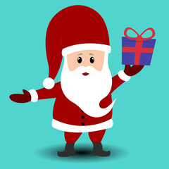 Santa Claus. Merry Christmas. Happy New Year. Santa Claus hat. Christmas suit. Santa Claus isolated on background. Vector illustration.