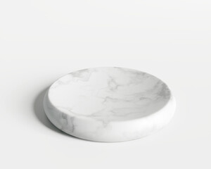 White marble product display podium. 3D rendering