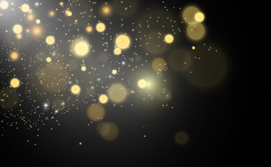 Fototapeta na wymiar Brilliant gold dust vector shine. Glittering shiny ornaments for background. Vector illustration.