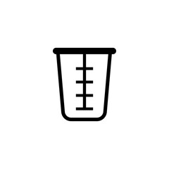 Beaker Glass Cap, Kitchen Measuring Cup. Flat Vector Icon illustration. Simple black symbol on white background. Beaker Glass, Kitchen Measuring Cup sign design template for web and mobile UI element.