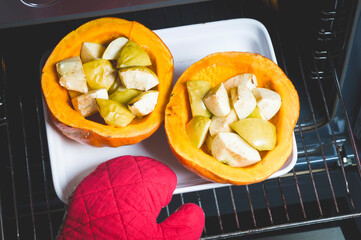 baking pumpkin in the oven, cooking pumpkin at home