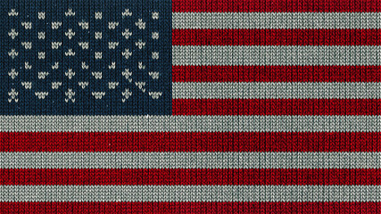 Flag of United States in knitted seamless pattern, Woolen cloth, USA yarn