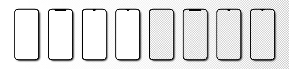 Smartphone. Phone with White and Transparent Screen. Smartphone mockup. Cell Phone. Template mockup Smartphone in realistic design. Vector illustration