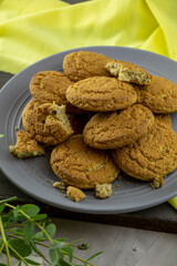 whole plate of oatmeal cookies on the table