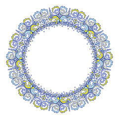 Lace round ornamental frame with empty space for text or image. For invitations, banners and photo frame
