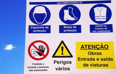 grafic in construction site safety against blue sky