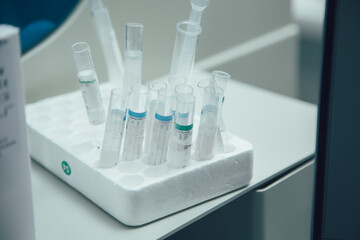Foam plastic rack used for holding test tubes