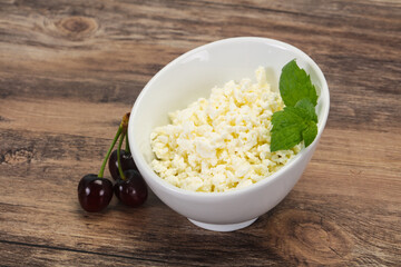 Fresh tasty curd in the bowl