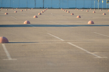 Restraints in an empty parking lot