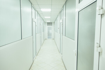 Modern laboratory corridor designed in white color