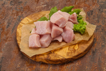 Raw fresh pork meat cube