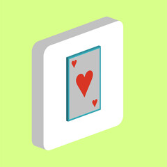 Hearts card Simple vector icon. Illustration symbol design template for web mobile UI element. Perfect color isometric pictogram on 3d white square. Hearts card icons for business project.