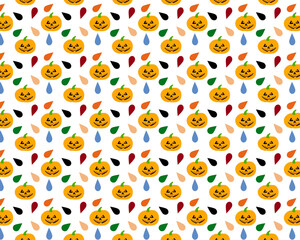 pumpkin with multicolored drops on a white background