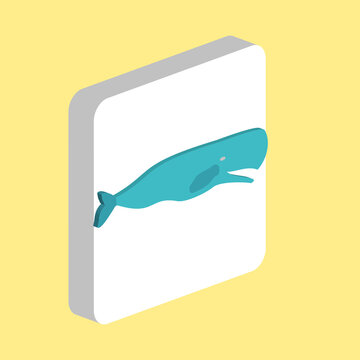 Whale Simple vector icon. Illustration symbol design template for web mobile UI element. Perfect color isometric pictogram on 3d white square. Whale icons for business project.