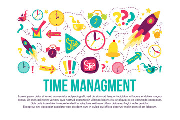 Time management stickers set set