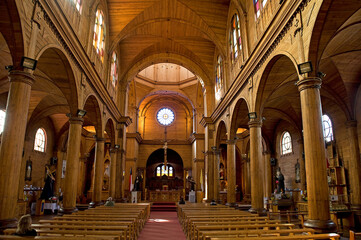 Innere der San-Francisco-Kirche in Castro, Insel Chiloé, Chile