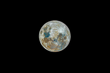 Full moon as seeing from the southern hemisphere. Amazing the moon rough surface full of craters from meteorites coming from the universe and crashing our satellite the Moon an awe relief lunar map