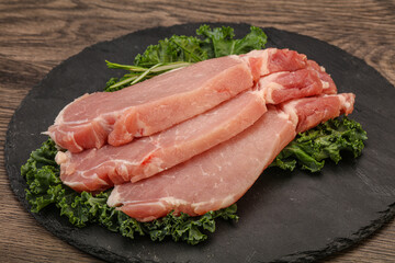 Raw pork steak for cooking