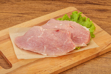 Raw pork steak for cooking