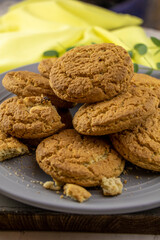close-up oatmeal cookies on the table