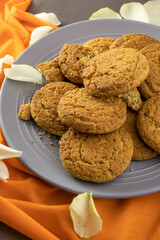 oat biscuits with rose on the table
