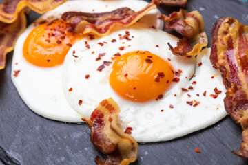 Fried eggs and bacon