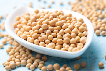 Bowl of dried soy beans