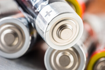 Close-up AA alkaline batteries