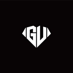 G U initial letter with diamond shape origami style logo template vector