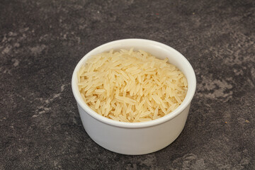 Raw basmati rice in the bowl
