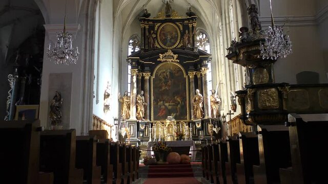 Interior view of Parish church of the Assumption of the Virgin Mary, Weissenkirchen in der Wachau, Austria